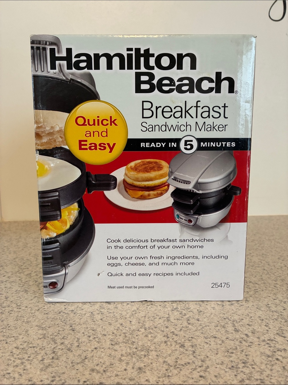 New in box, never used! Hamilton Beach Breakfast Sandwich Maker